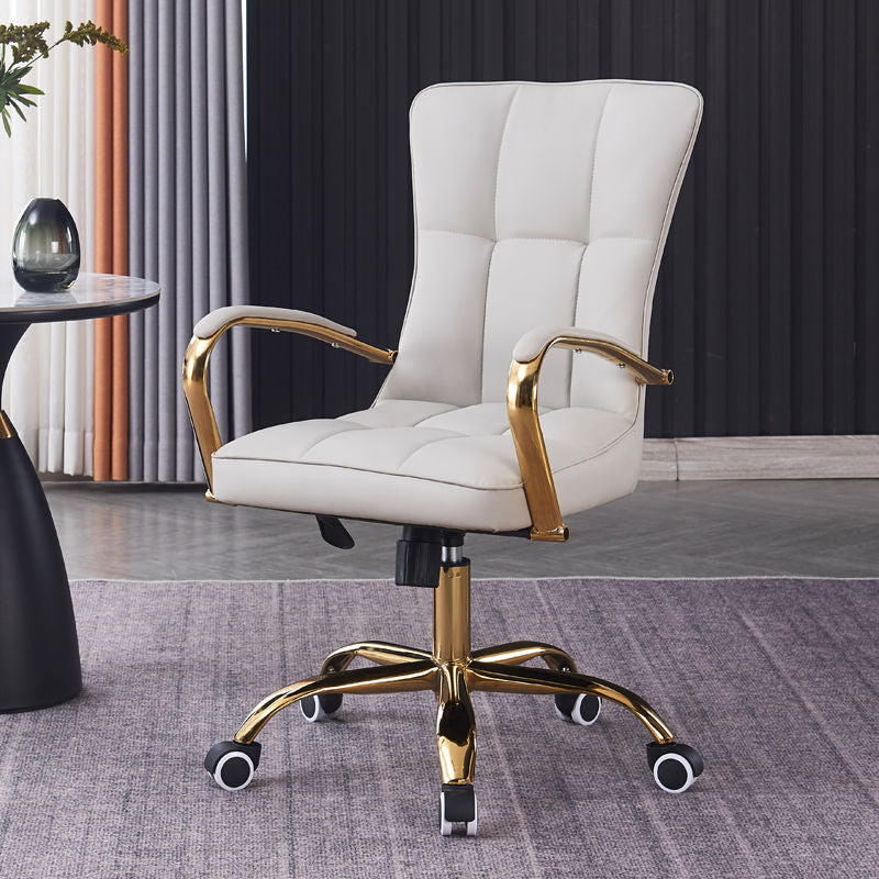 Modern Liftable Swivel Leather Steel Desk Chair