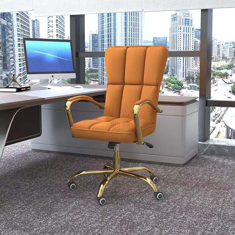 Modern Liftable Swivel Leather Steel Desk Chair