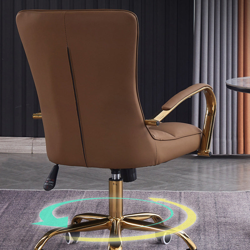 Modern Liftable Swivel Leather Steel Desk Chair