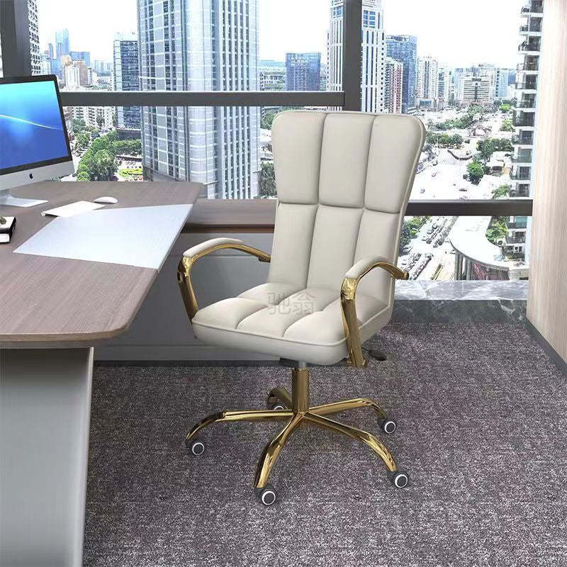 Modern Liftable Swivel Leather Steel Desk Chair