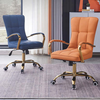 Modern Liftable Swivel Leather Steel Desk Chair