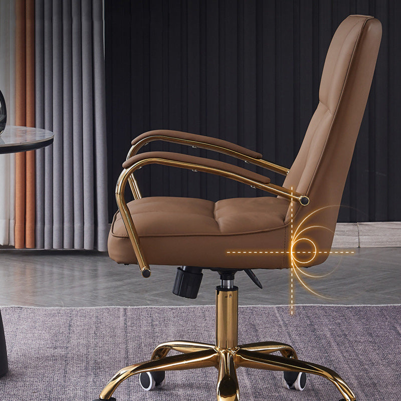 Modern Liftable Swivel Leather Steel Desk Chair
