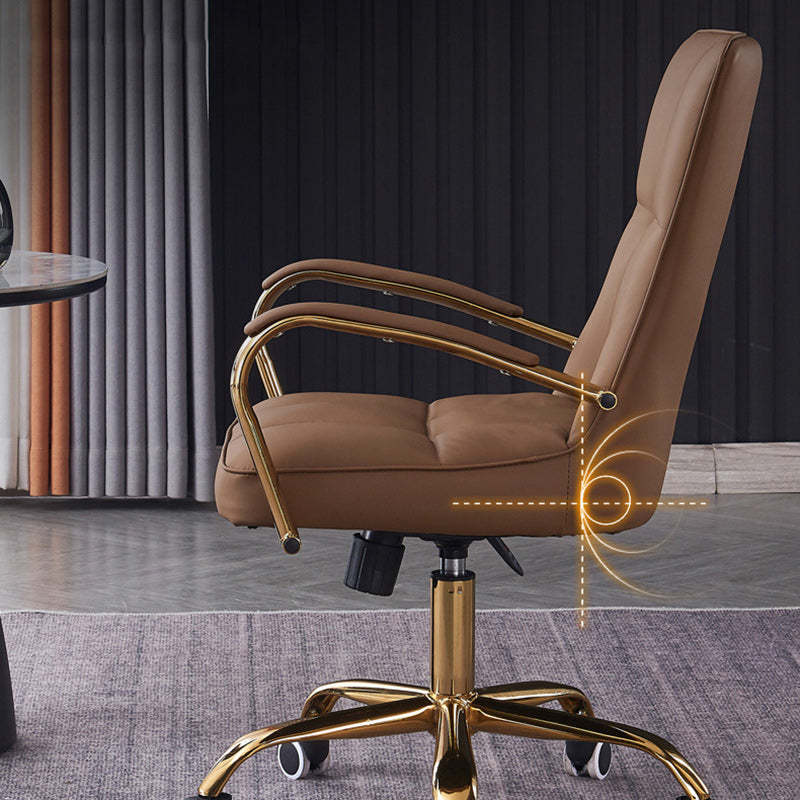 Modern Liftable Swivel Leather Steel Desk Chair