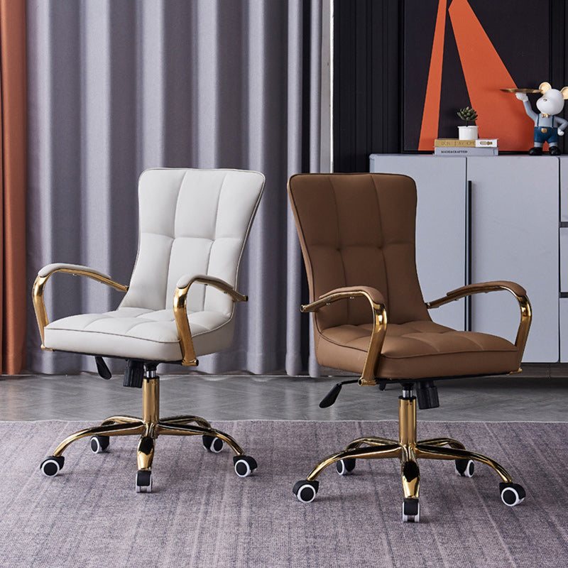 Modern Liftable Swivel Leather Steel Desk Chair — Orange