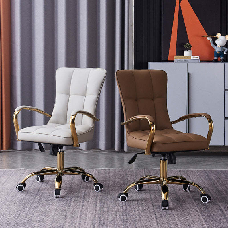 Modern Liftable Swivel Leather Steel Desk Chair — Orange