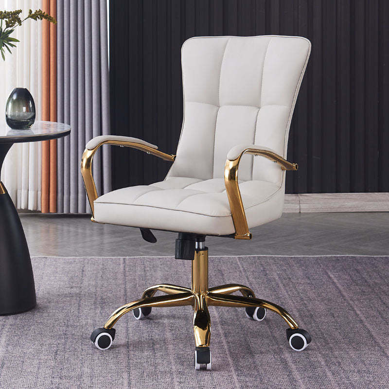 Modern Liftable Swivel Leather Steel Desk Chair