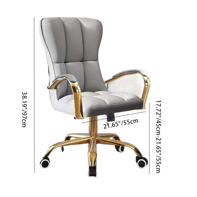 Modern Liftable Swivel Leather Steel Desk Chair — Blue