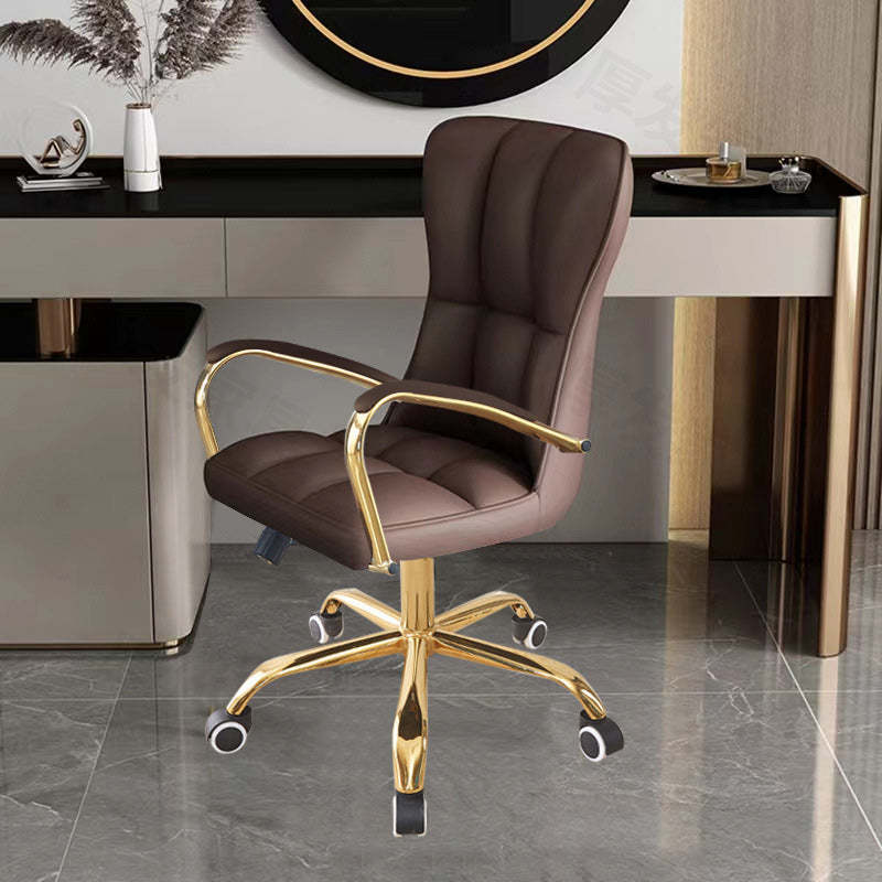 Modern Liftable Swivel Leather Steel Desk Chair