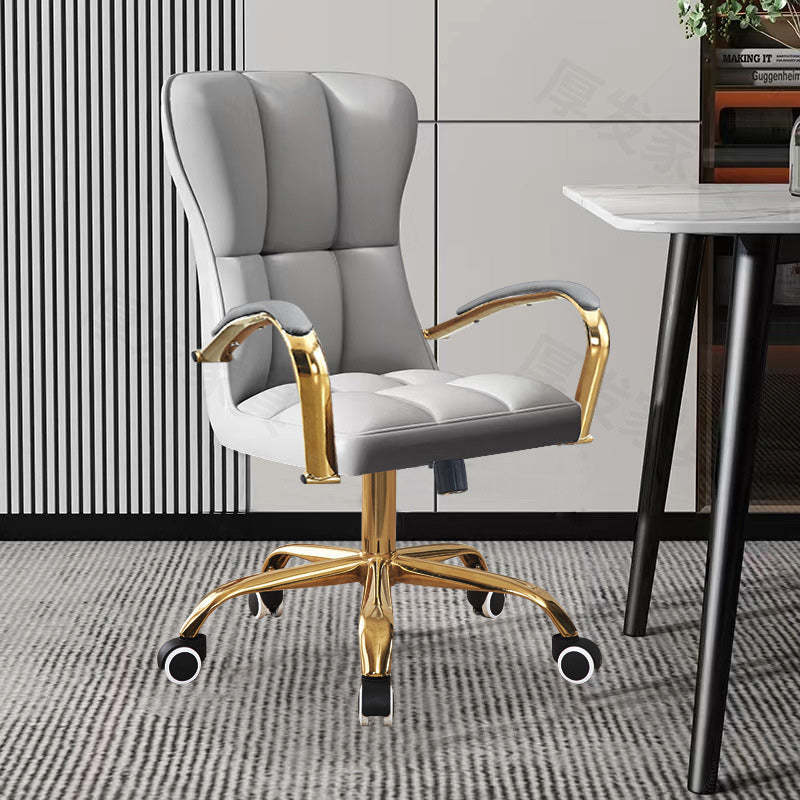 Modern Liftable Swivel Leather Steel Desk Chair