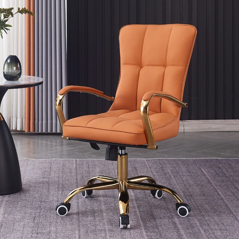 Modern Liftable Swivel Leather Steel Desk Chair
