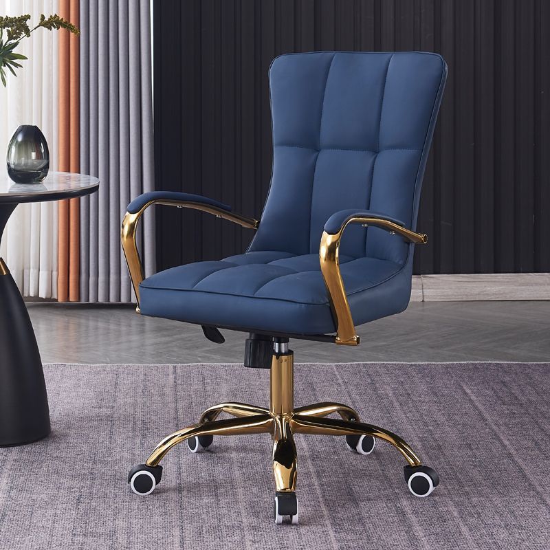 Modern Liftable Swivel Leather Steel Desk Chair
