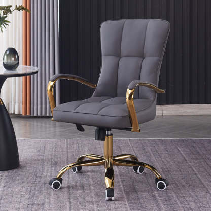 Modern Liftable Swivel Leather Steel Desk Chair