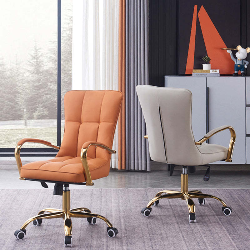 Modern Liftable Swivel Leather Steel Desk Chair