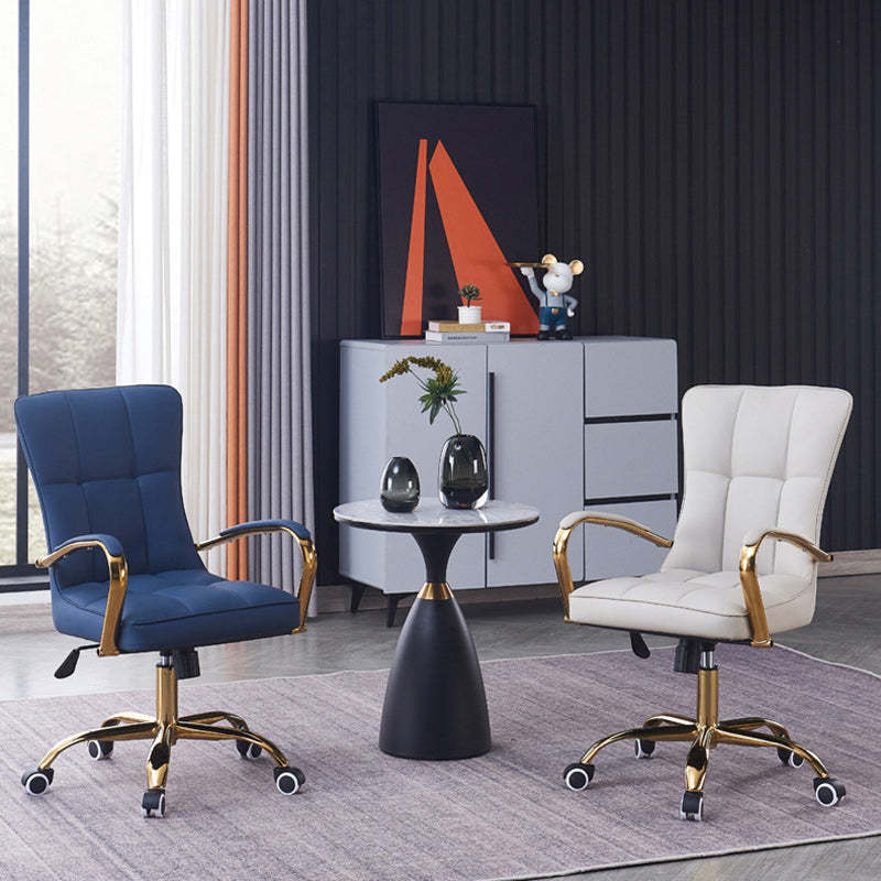 Modern Liftable Swivel Leather Steel Desk Chair