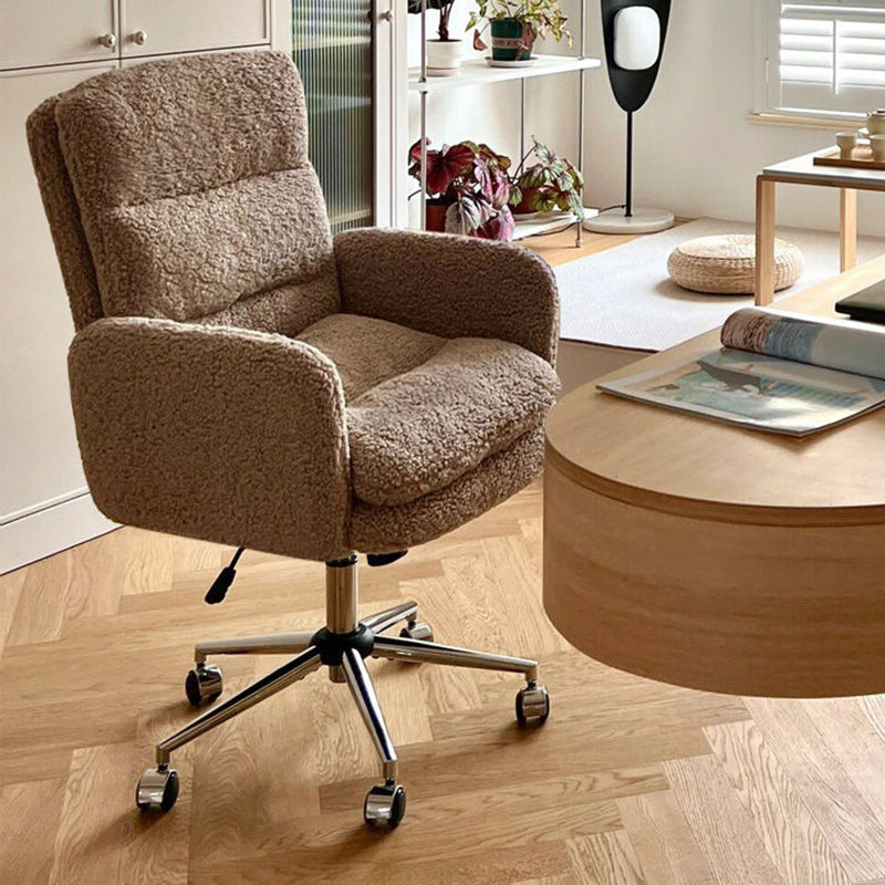 Minimalist Liftable Swivel Lambswool Desk Chair — Gray