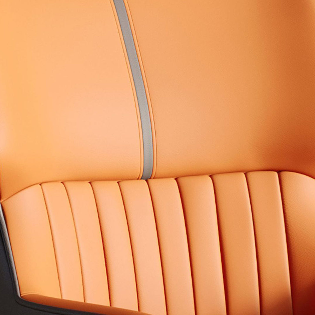 Scandinavian Leather Steel Dining Chair — B / Orange