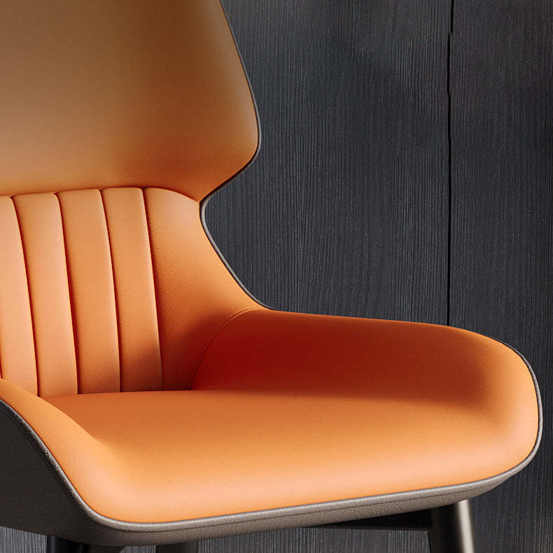 Scandinavian Leather Steel Dining Chair — B / Gray