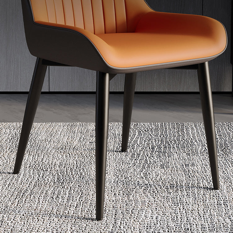 Scandinavian Leather Steel Dining Chair — B / Beige