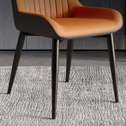 Scandinavian Leather Steel Dining Chair — B / Beige