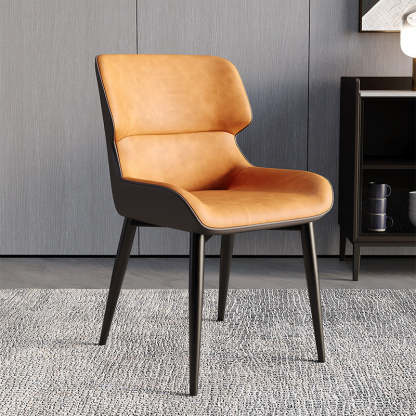 Scandinavian Leather Steel Dining Chair