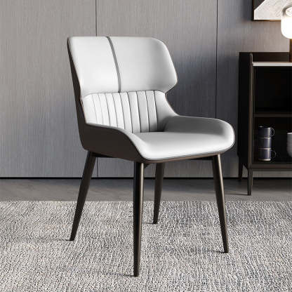 Nordic Leather Carbon Steel Curved Dining Chair