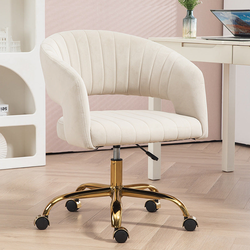 Scandinavian Hemp Velvet Metal Swivel Lift Desk Chair — Beige