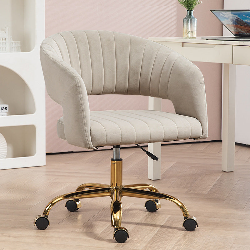 Scandinavian Hemp Velvet Metal Swivel Lift Desk Chair — Pink