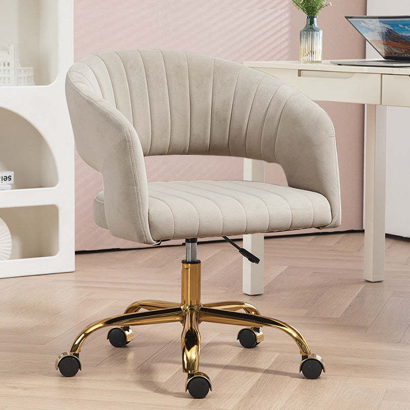 Scandinavian Hemp Velvet Metal Swivel Lift Desk Chair — Pink