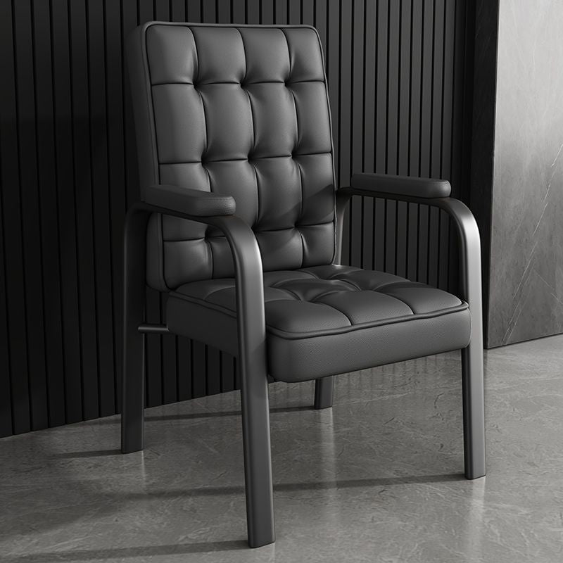 Modern Steel PU Leather Accent Chair — Silver Frame + Light Gray
