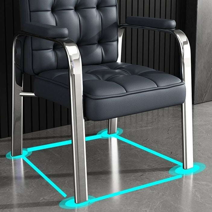Modern Steel PU Leather Accent Chair — Black Frame + Blue