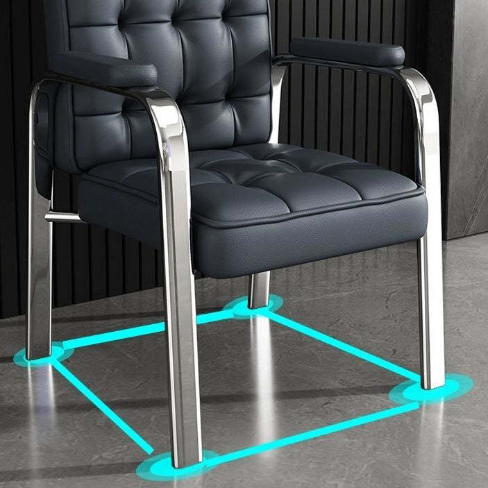 Modern Steel PU Leather Accent Chair — Black Frame + Blue