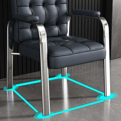 Modern Steel PU Leather Accent Chair — Black Frame + Blue