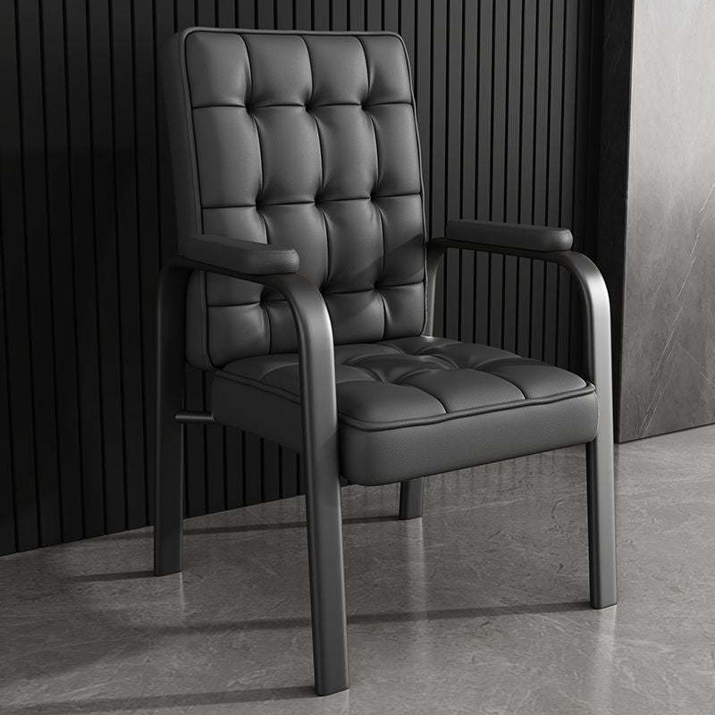 Modern Steel PU Leather Accent Chair — Silver Frame + Light Gray