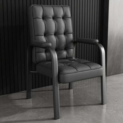 Modern Steel PU Leather Accent Chair — Silver Frame + Light Gray