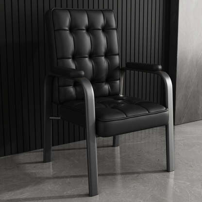 Modern Steel PU Leather Accent Chair — Black Frame + Black