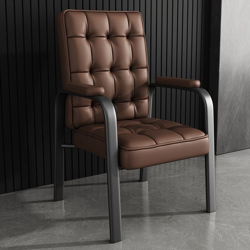 Modern Steel PU Leather Accent Chair — Black Frame + Dark Gray