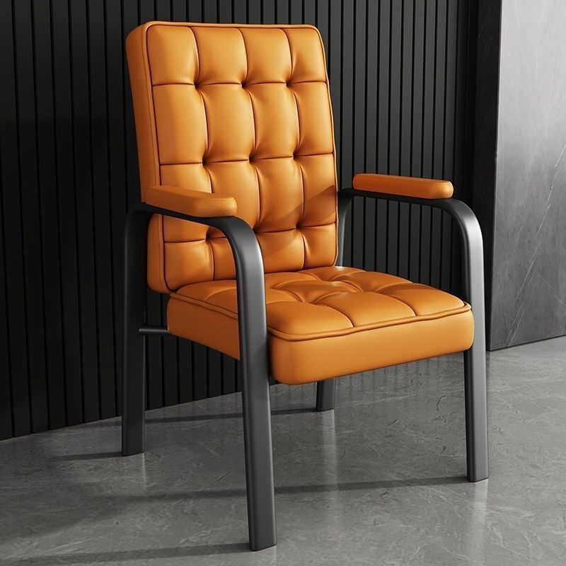 Gray leather accent chairs - luxury — Orange / Black