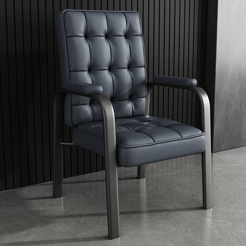 Modern Steel PU Leather Accent Chair — Silver Frame + Dark Gray