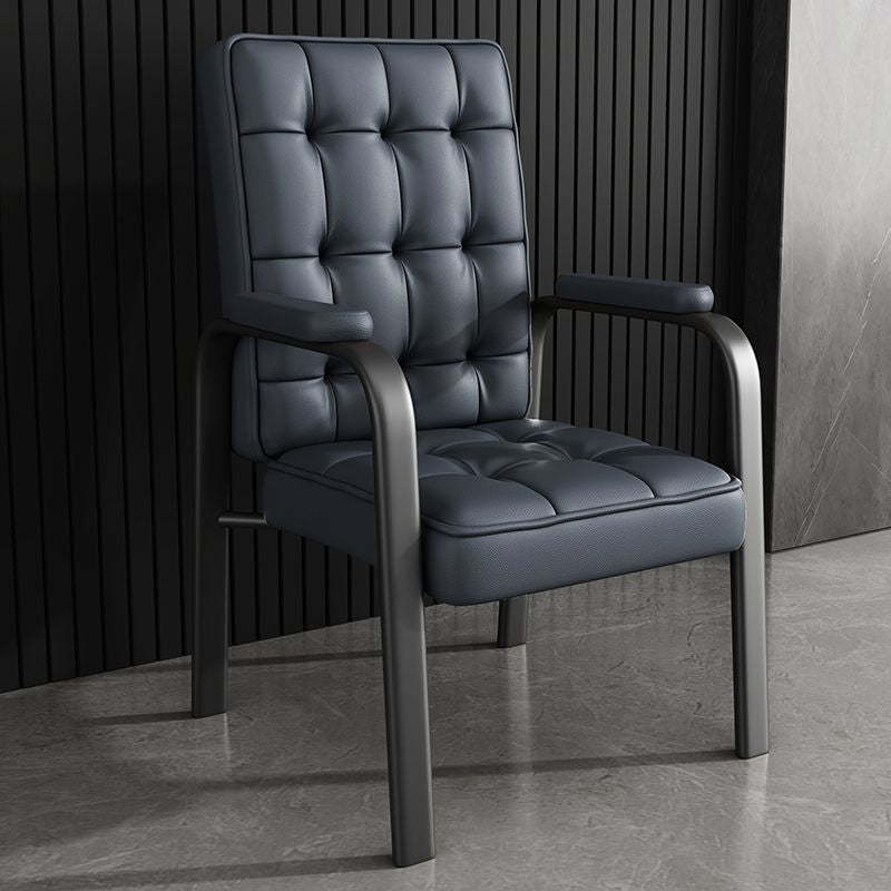 Modern Steel PU Leather Accent Chair — Silver Frame + Dark Gray