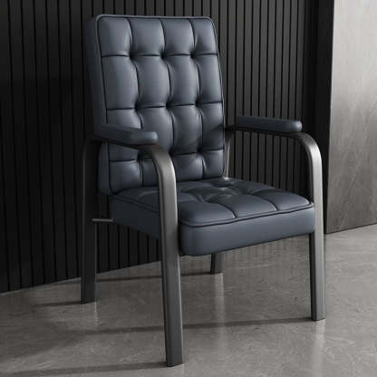 Modern Steel PU Leather Accent Chair — Silver Frame + Dark Gray