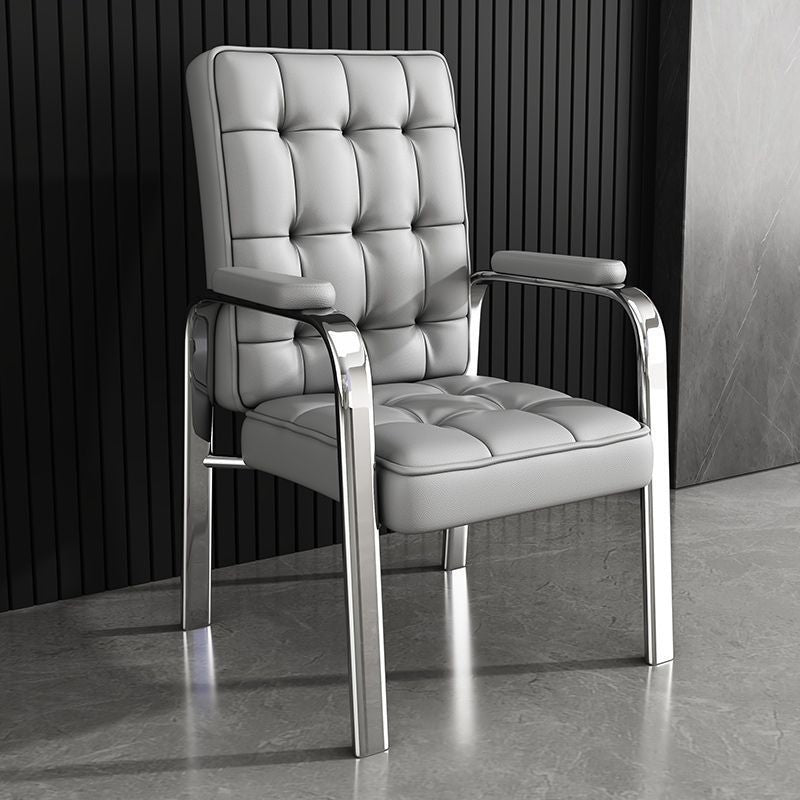 Modern Steel PU Leather Accent Chair — Silver Frame + Black