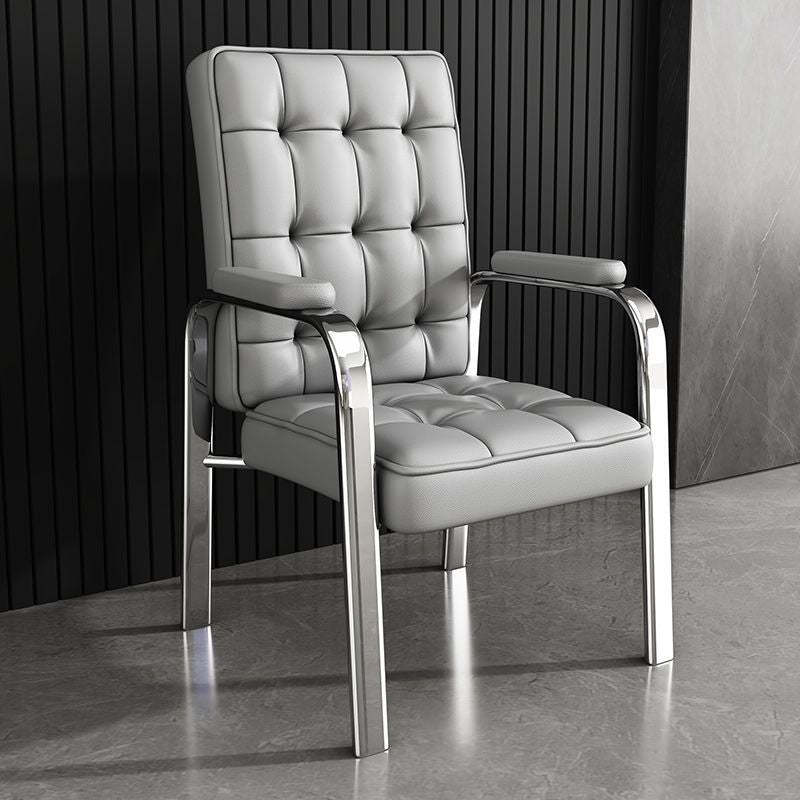 Modern Steel PU Leather Accent Chair — Silver Frame + Black