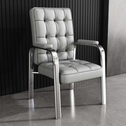 Modern Steel PU Leather Accent Chair — Silver Frame + Black