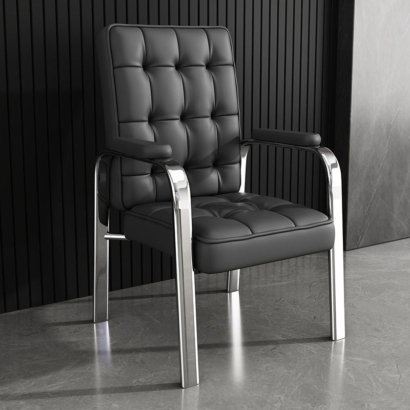 Modern Steel PU Leather Accent Chair — Silver Frame + Blue