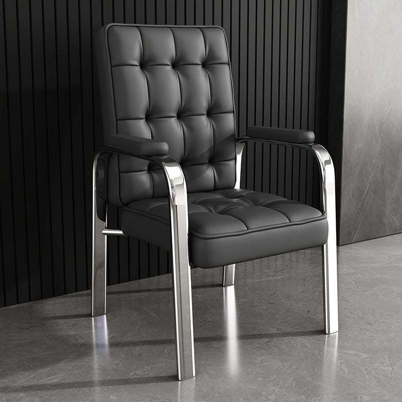 Modern Steel PU Leather Accent Chair — Silver Frame + Blue