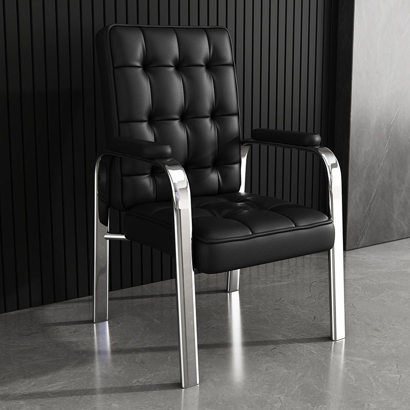 Modern Steel PU Leather Accent Chair — Silver Frame + Orange