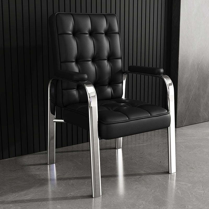 Modern Steel PU Leather Accent Chair — Silver Frame + Orange