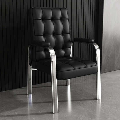 Modern Steel PU Leather Accent Chair — Silver Frame + Orange