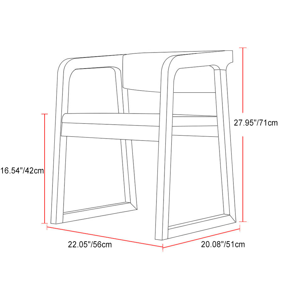Chinese Wood Veneer Dining Chair — Black Armrest + Beige Leather Pad