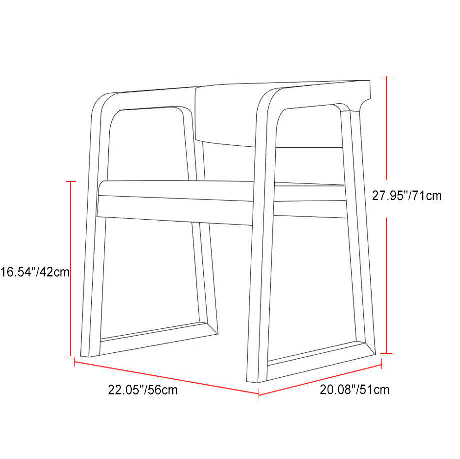 Chinese Wood Veneer Dining Chair — Black Armrest + Beige Leather Pad